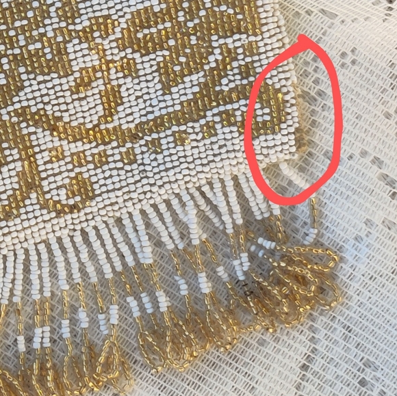 Antique 1920s white and gold art nouveau micro beaded flapper purse - Picture 12 of 13